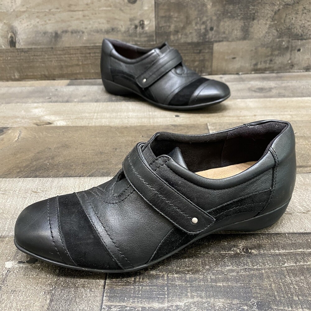 Clarks Artisan Womens Black Leather Comfort Shoes Strap Size 7.5 N